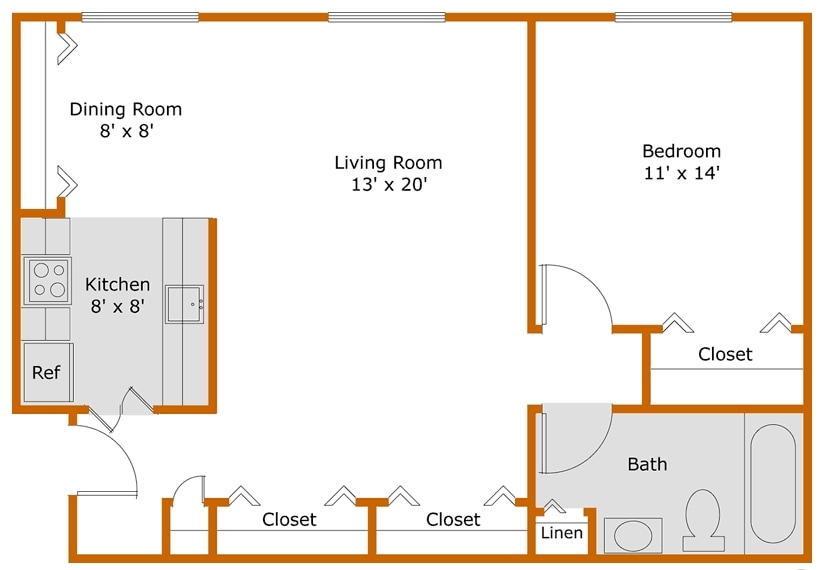 1BR/1BA - 1 bedroom