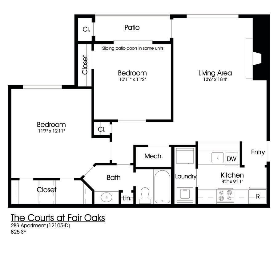 Floor Plan - 2BR 1BA (850sf)