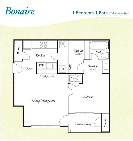 Bonaire - OneBR.png - A4 - Bonaire - One Bedroom, One Bathroom