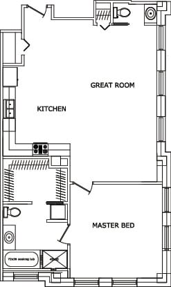 Floor Plan - 1 Bed | 1.5 Bath