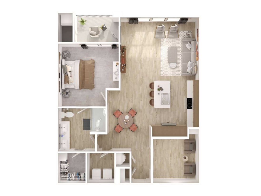 A6_1Bed_1Bath_1015 Sq Ft - A6 - One Bedroom, One Bathroom