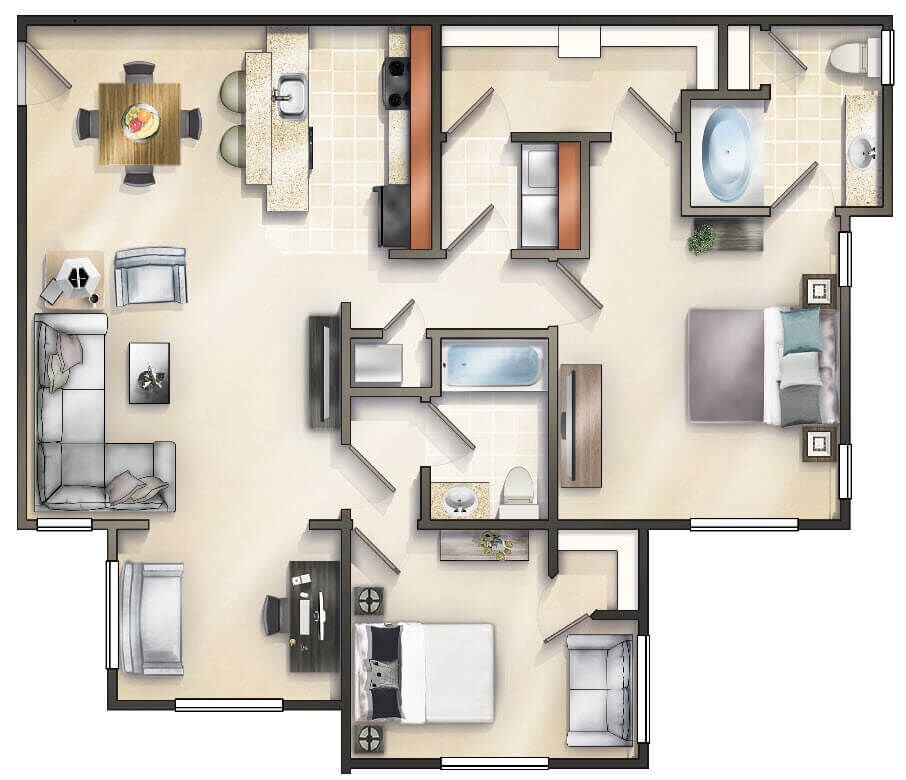 Floor Plan - The Apple Valley with Sunroom