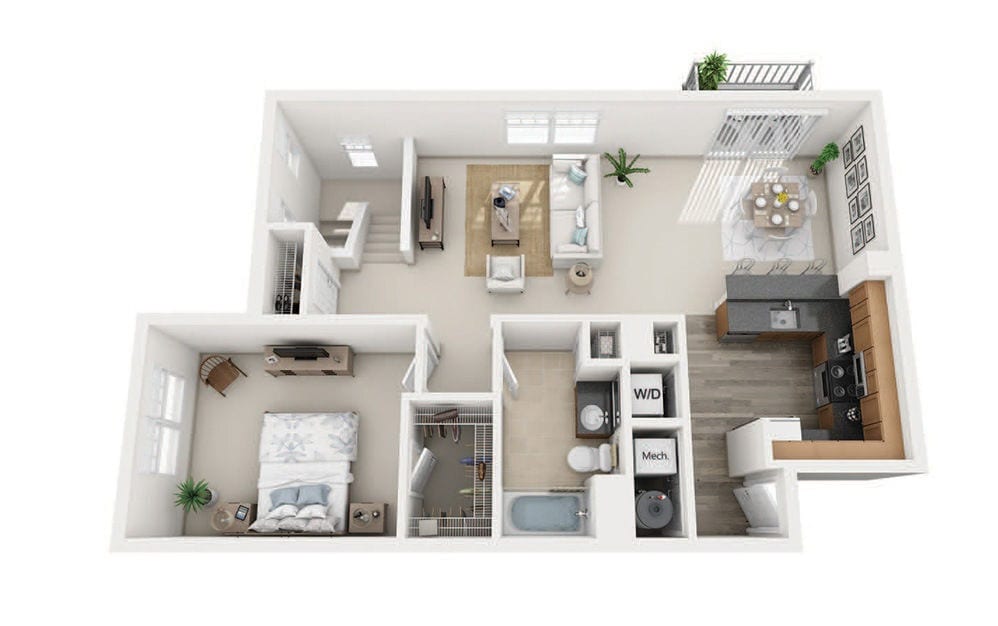 Floor Plan - A6 One Bedroom Townhouse