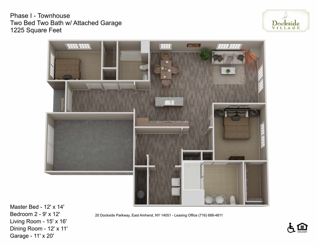 Floor Plan - Two Bedroom Townhome 