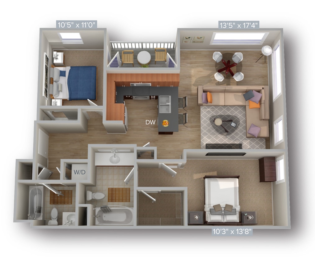 Floor Plan - 2 Bed 2 Bath 1019