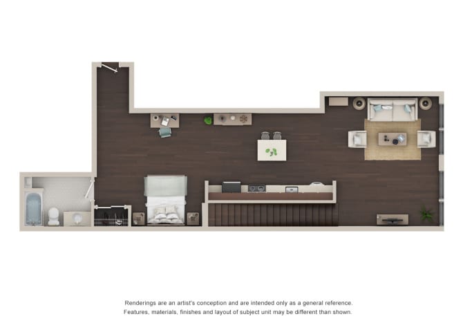 Floor Plan - The Lofts: Studio w/2 Baths