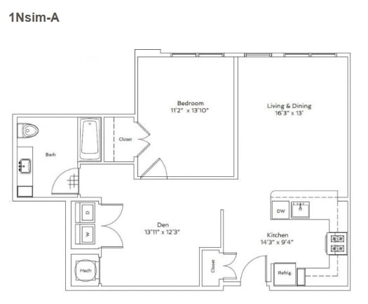 1Nsim-A - One Bedroom/One Bath (A17)