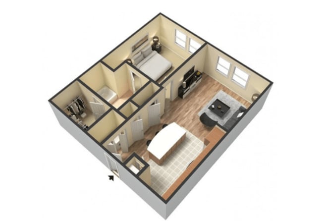 Floor Plan - 1 Bedroom Apartment Home