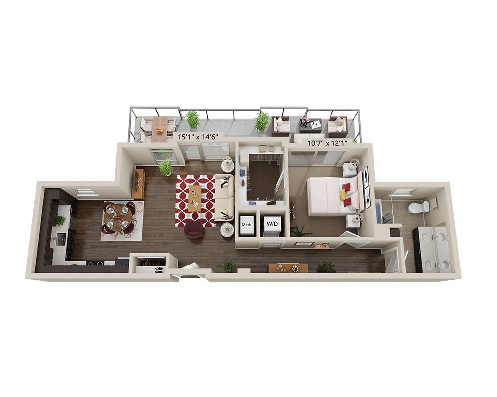 Floor Plan - One Bedroom A1R