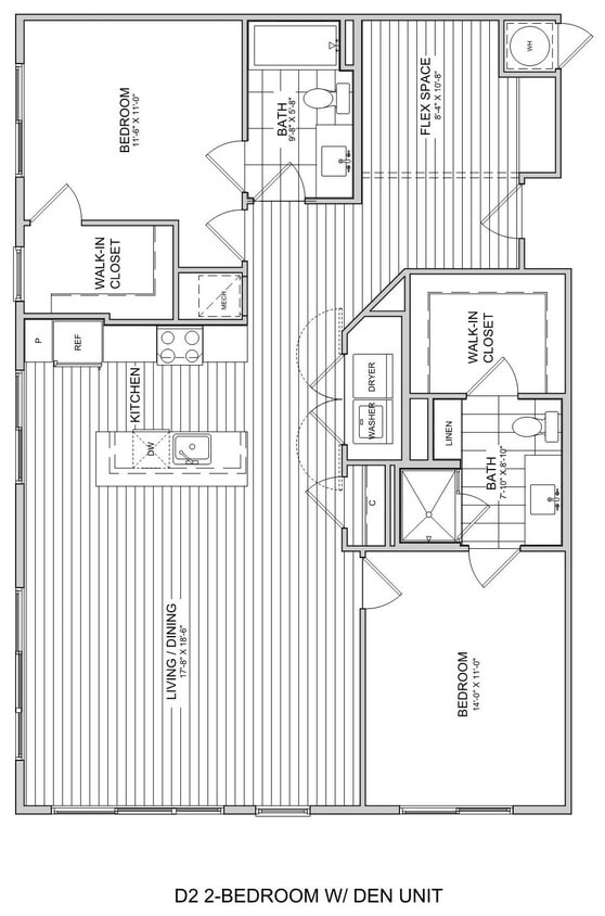 Floor Plan - 2 Bed/2 Bath Den-D2