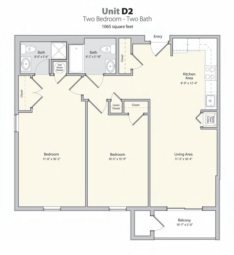 Floor Plan - 2 Bedroom D1