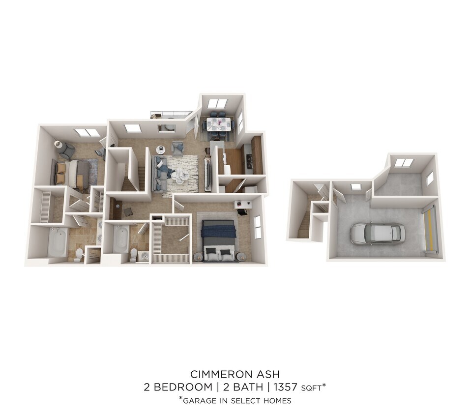 Floor Plan - Cimmeron Ash - 2 Bedroom 2 Bath 1357 SqFt