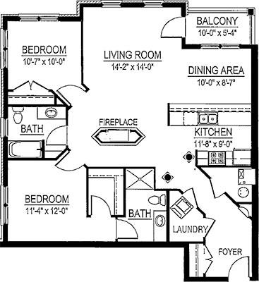 Floor Plan - Smithsonian - 2 Bed, 2 Bath