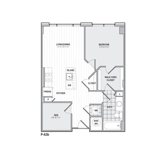 Floor Plan - 1Bed/1Bath-P-A2b