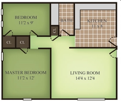 2BR/1BA - 2 Bedroom