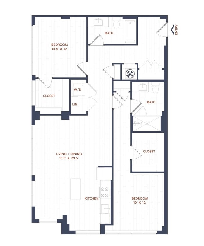 Floor Plan - 2 Bed/2 Bath-B12