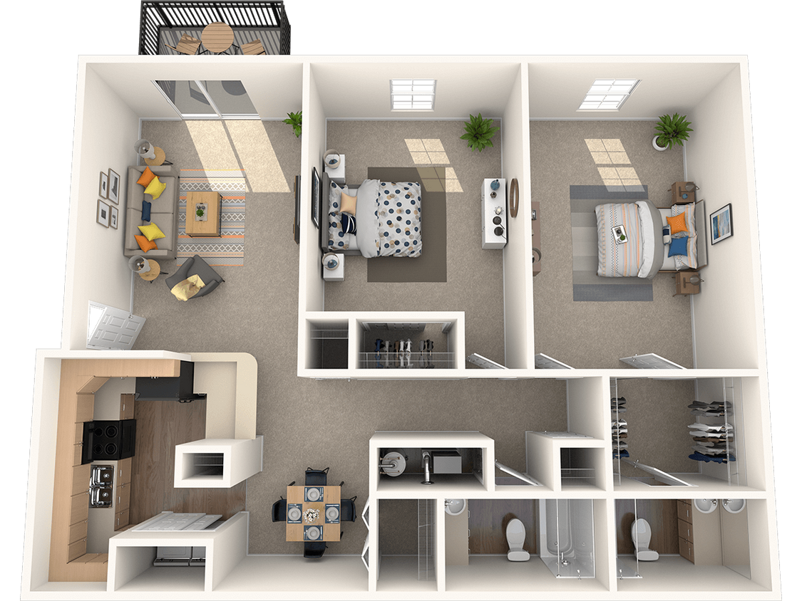 Floor Plan - 2 Bed - 2 Bath