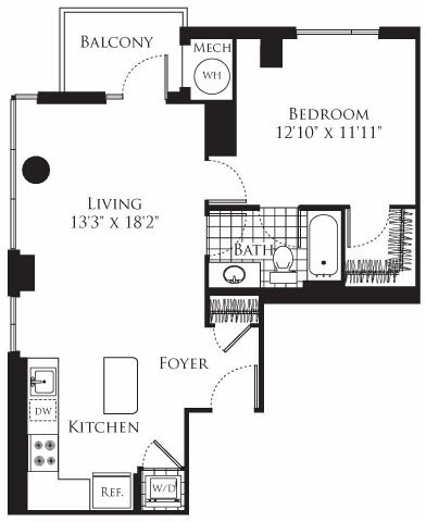 Floor Plan - 1 Bedroom- 756
