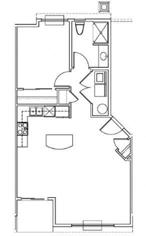 Floor Plan - One Bedroom One Bath 