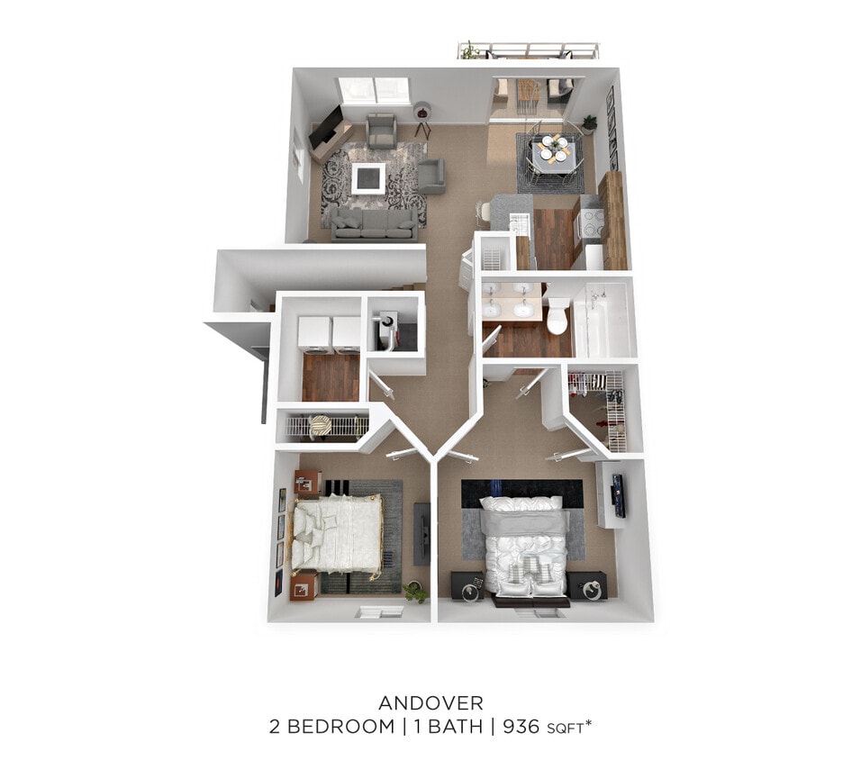 Floor Plan - Two Bedroom - 936 sqft