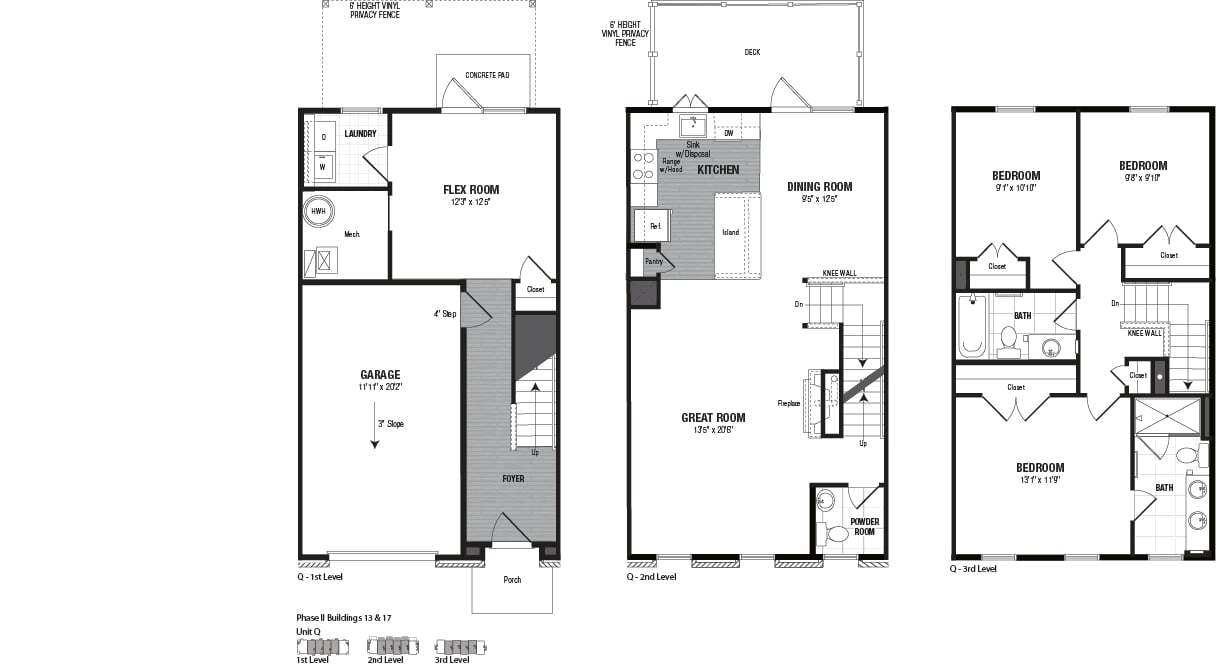Floor Plan - 3 Bed 2.5 Bath TH-Q