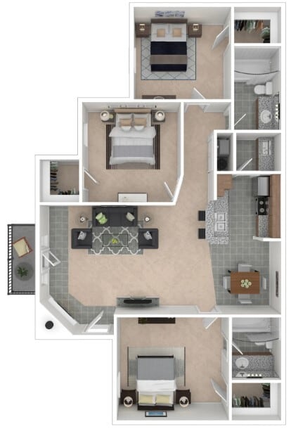 Floor Plan - Versailles 3 bedroom 2 bathroom