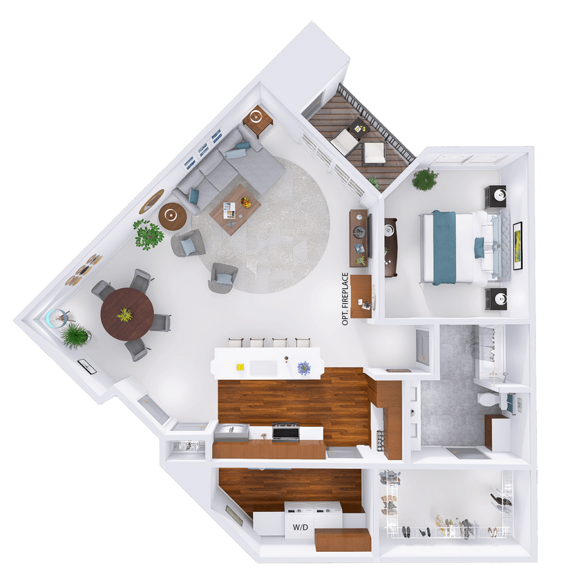 Floor Plan - NorthTown - E2 - 1 Bed - 1 Bath