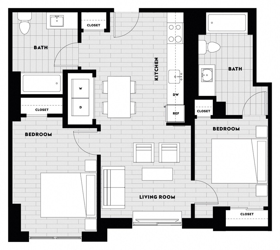 Floor Plan - 2 Bed/2 Bath B2