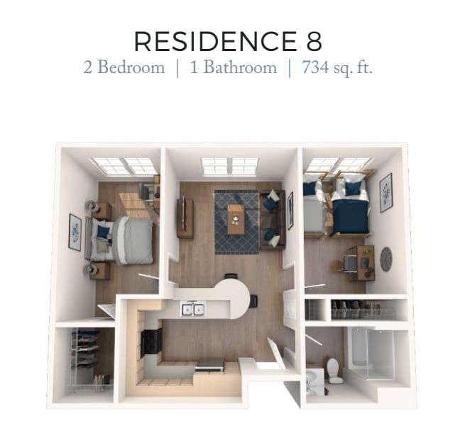 Floor Plan - 2BD, 1BTH N