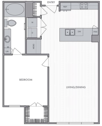 Floor Plan - 1 Bed_1 Bath_D
