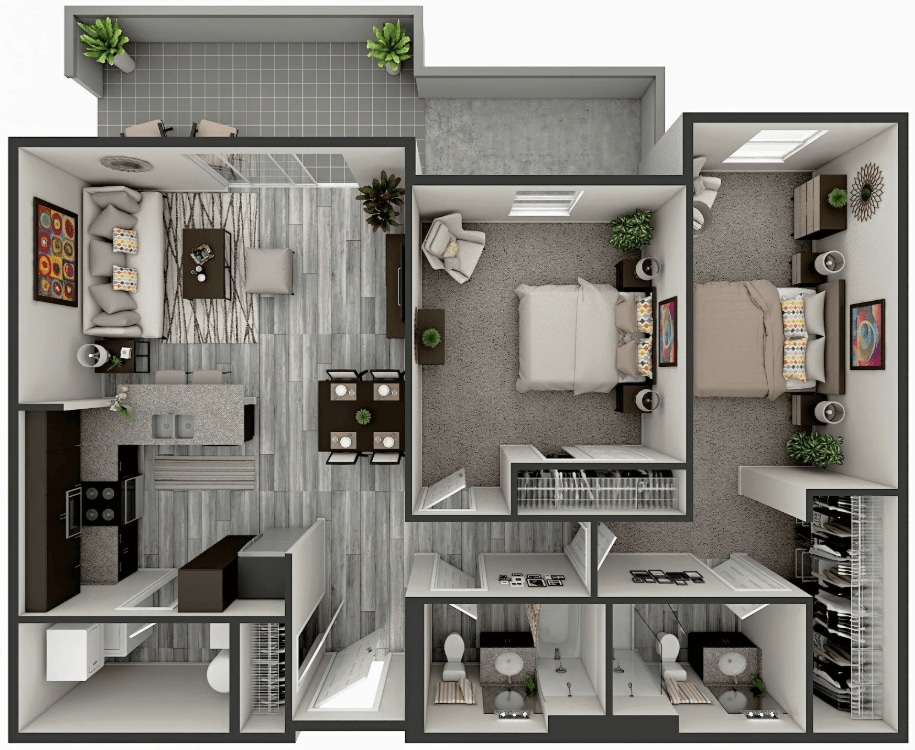 Floor Plan - Berghoff 2 Bedroom 2 Bath