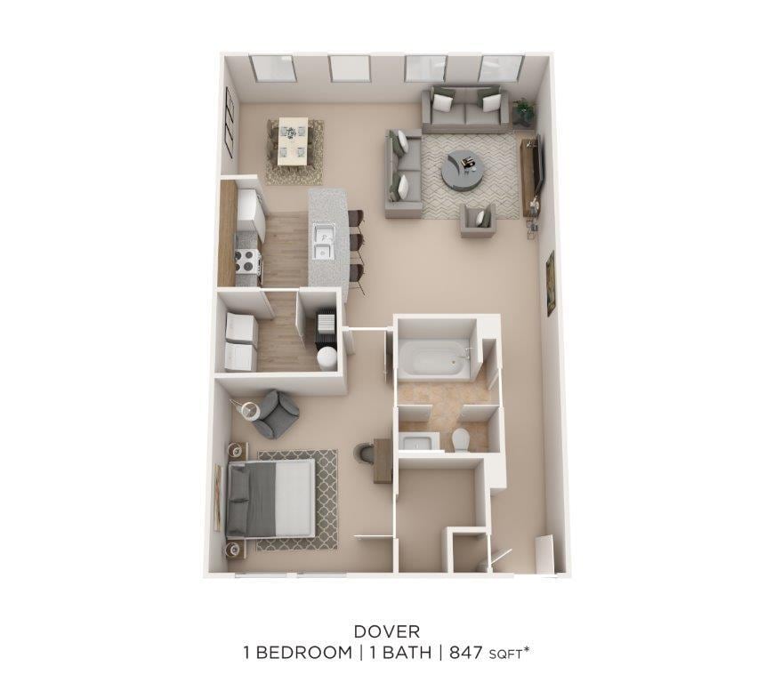 Floor Plan - One Bedroom-Dover