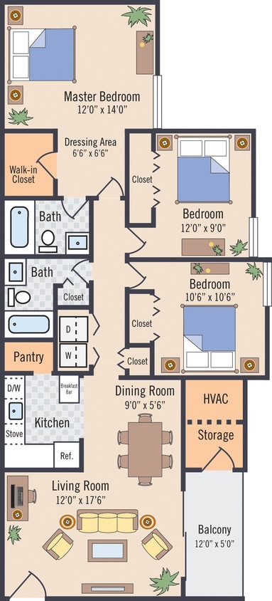 Floor Plan - 3 BEDROOM 2 BATH