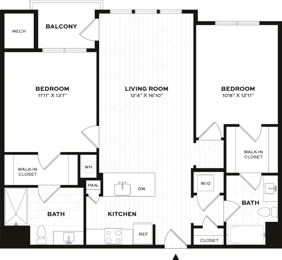 Floor Plan - 2 Bed/2 Bath-E1-X