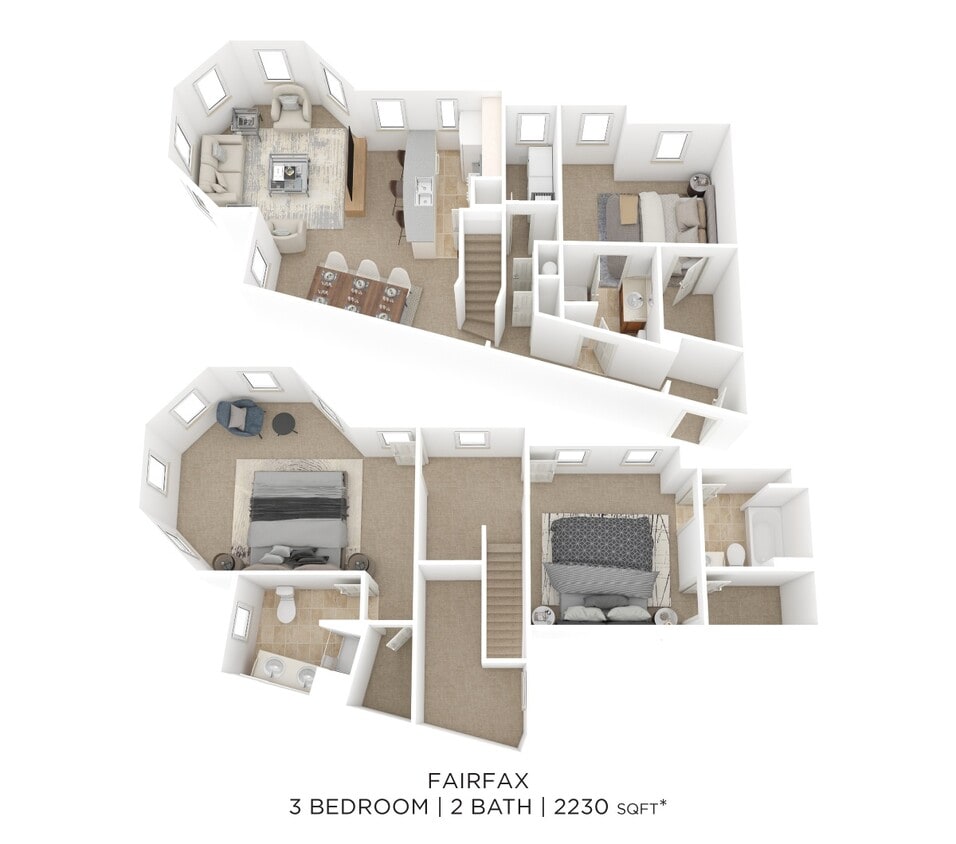 Floor Plan - Three Bedroom 3 Bath Townhome- FairFax