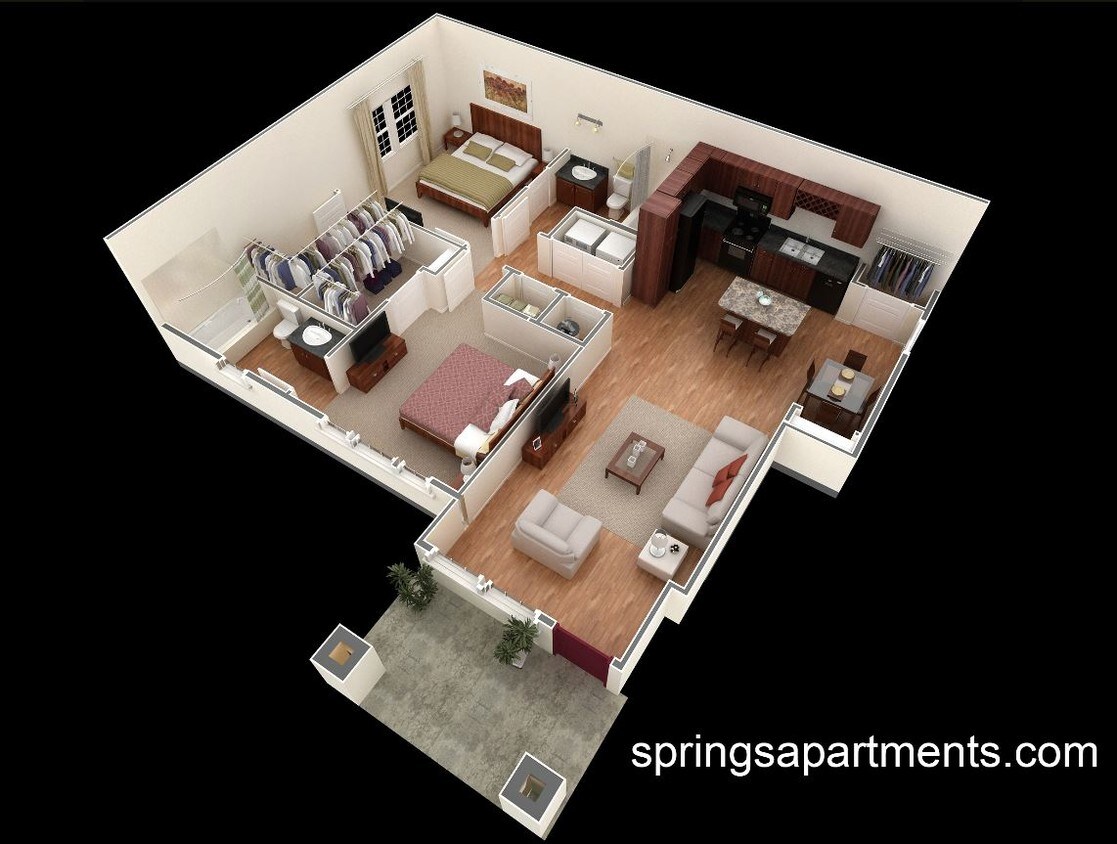 Floor Plan - 2 BR Designer Courtyard Garage
