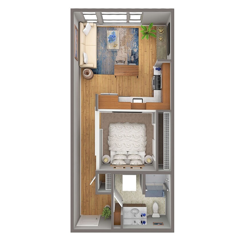 Floor Plan - 1 Bed/1 Bath Open - H