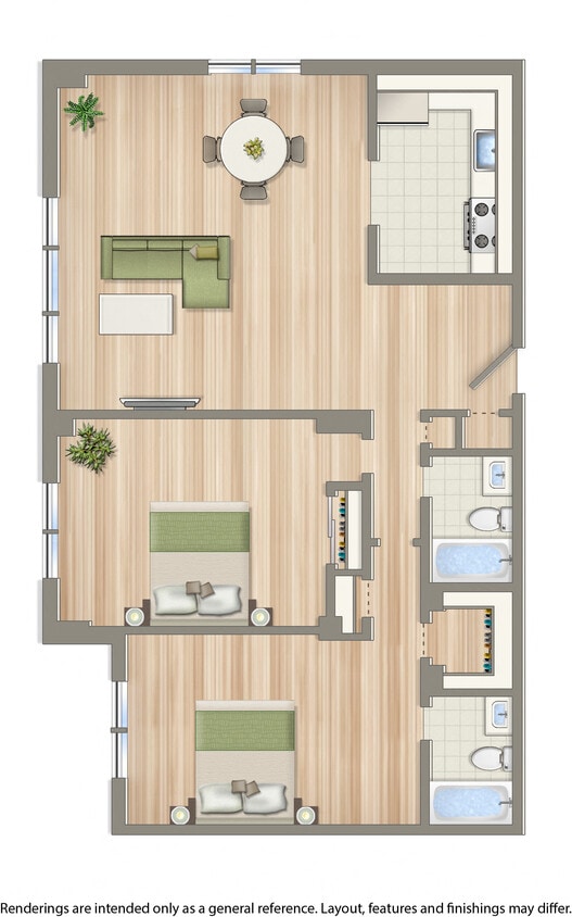 Floor Plan - 2 Bed 2 Bath B - Tier 04