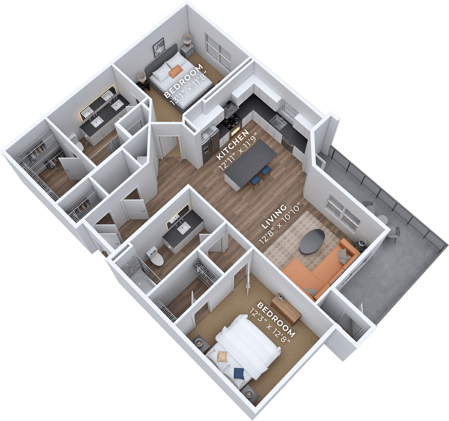 Floor Plan - B3 Two Bedroom