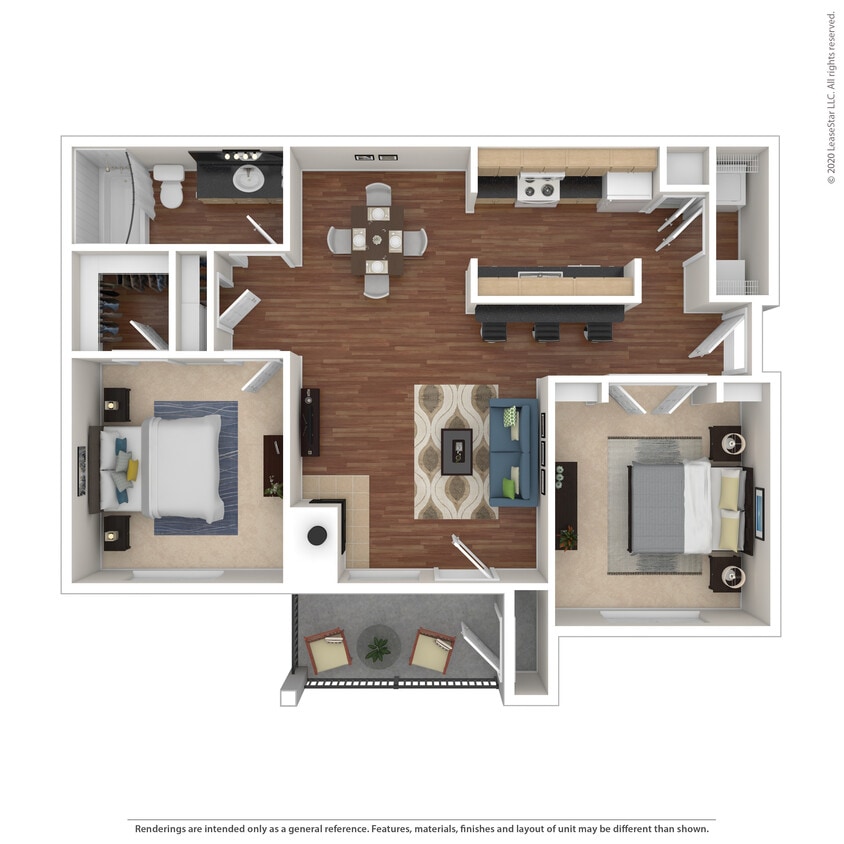 Floor Plan - 2 Bed 1 Bath 1006 SqFt (926 Net)