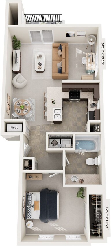 Floor Plan - One Bedroom End