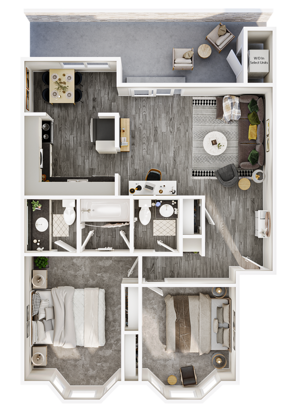Floor Plan - 2 Bed 1.5 Bath - Renovated
