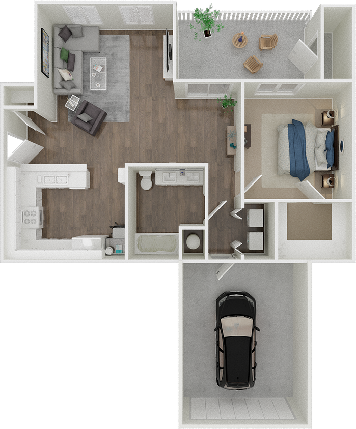 Floor Plan - 1BD, 1BTH BG