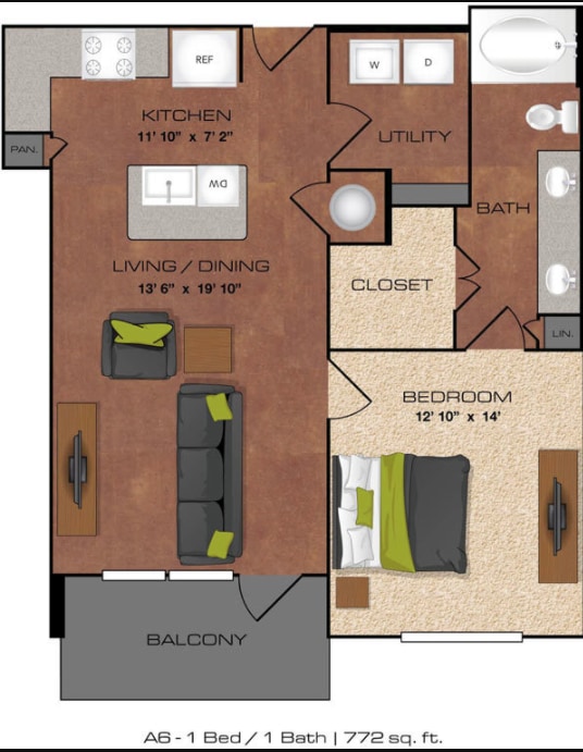 Lakeside Urban Center - A6 - 1 Beds - 1 Baths - 772 Sq. ft. - A6
