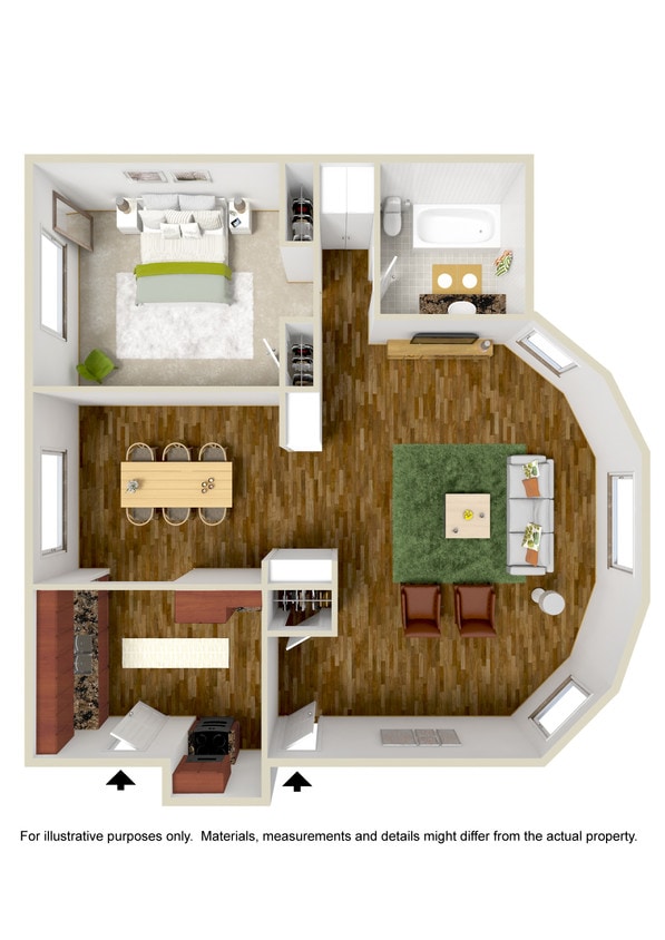 Floor Plan - 1 Bedroom 1 Bath