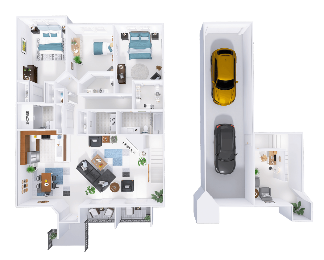 Floor Plan - 3 Bed, 2 Bath + Den w/ 1 Car Garage - Lower Int...