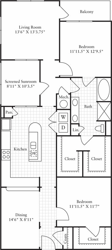 Floor Plan - 1 Bedroom F with Den