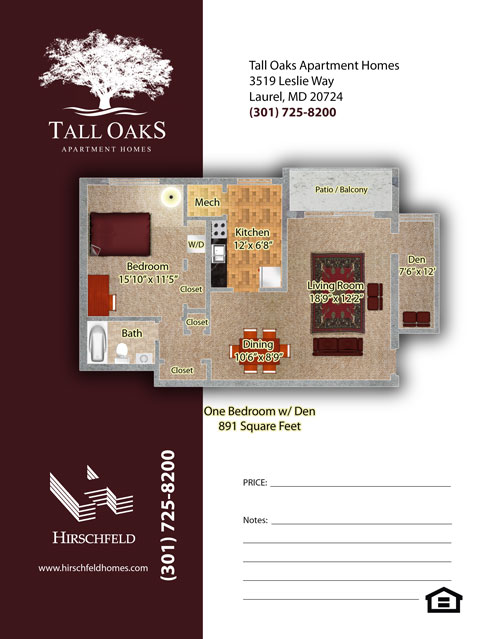 1 and Den Floor Plan - 1bedroom/den