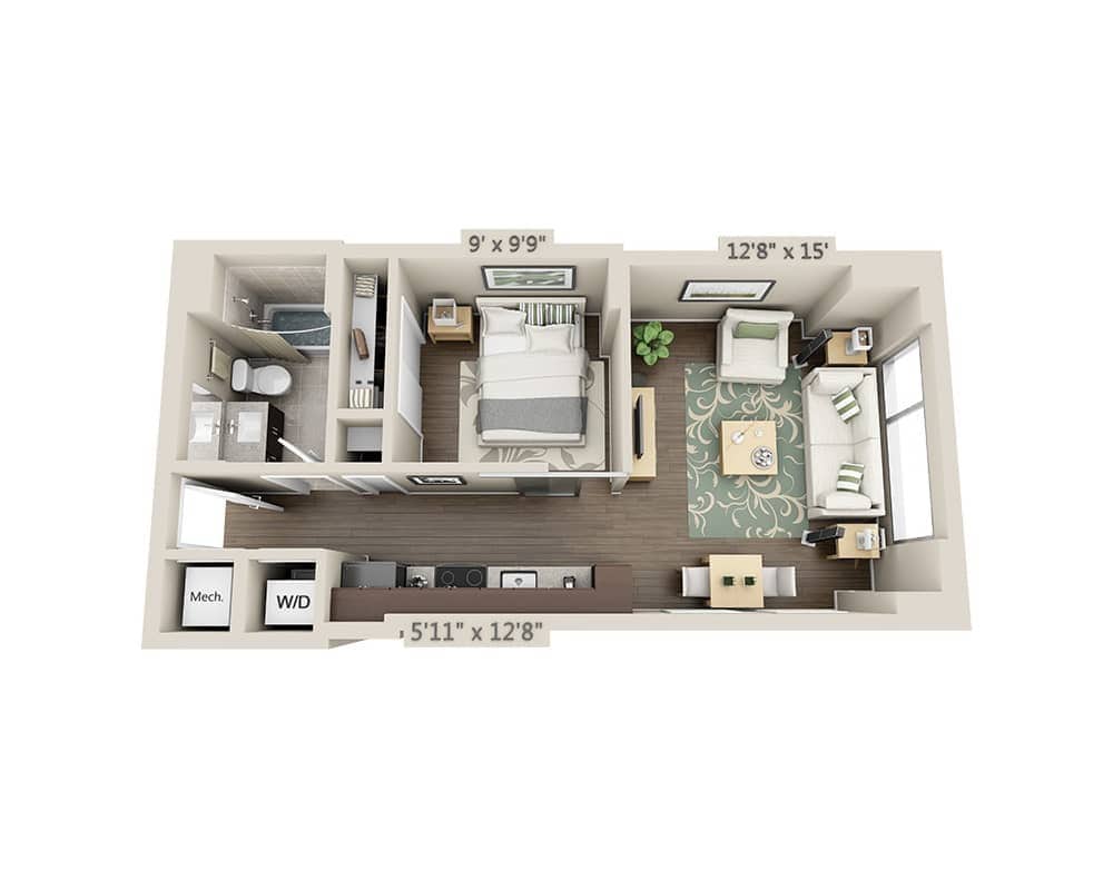 Floor Plan - One Bedroom A1A