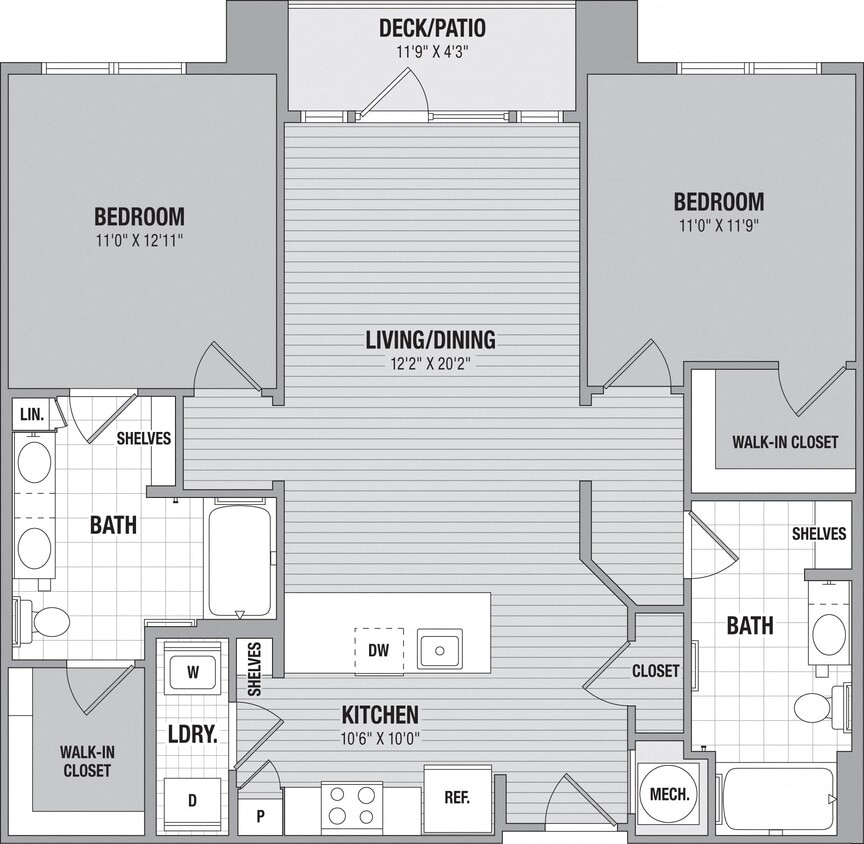 Floor Plan - Cedar 2 Bed/2 Bath